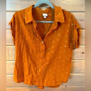 A New Day button down button orange blouse